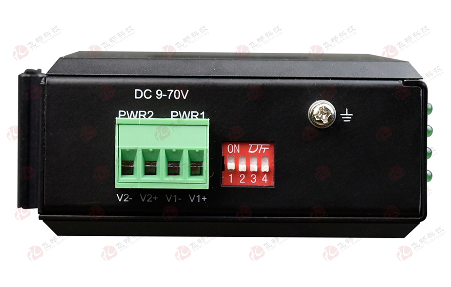 飛暢科技-mini工業(yè)軌式 4路百兆(物理隔離，總帶寬100M)轉1路百兆光